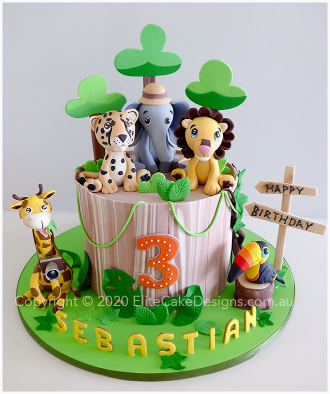 Jungle Safari Theme birthday cake